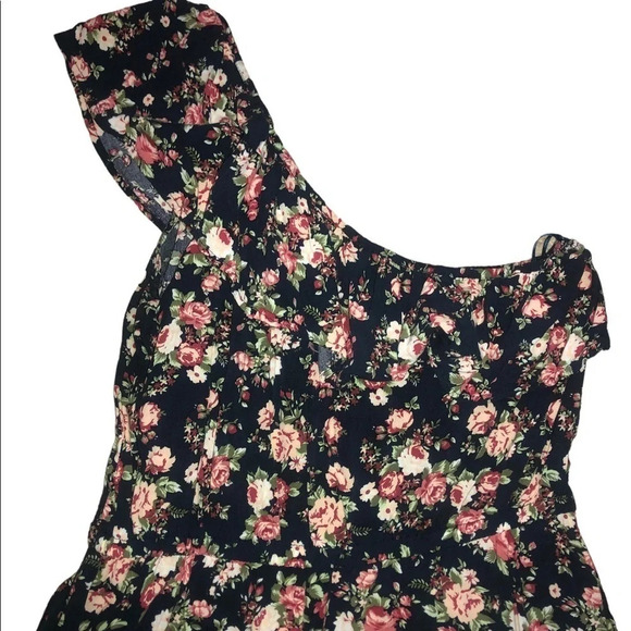 Vintage Y2K Floral Ruffle asymmetrical Mini dress cottacore boho western - Picture 4 of 11